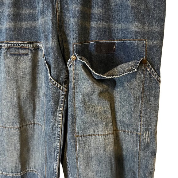 VINTAGE Sean John Blue Jeans Baggy Hip Hop Large Leg Pocket Cargo Mens 40 - Picture 2 of 11
